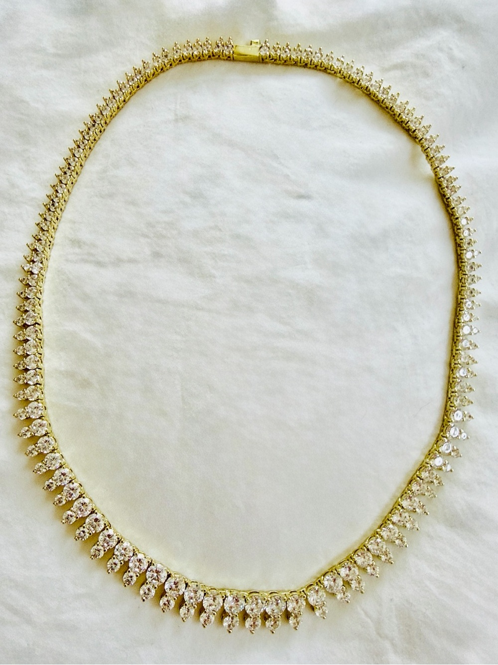 Melinda Maria Gold and Clear Crystal Teardrop Necklace 18” - Picture 2 of 6